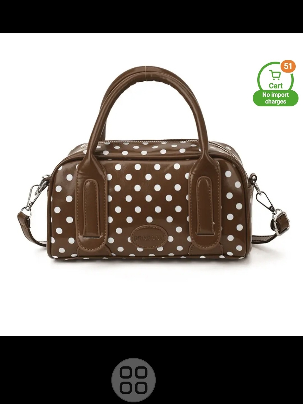 Polka Dot Brown Dome Satchel Handbag